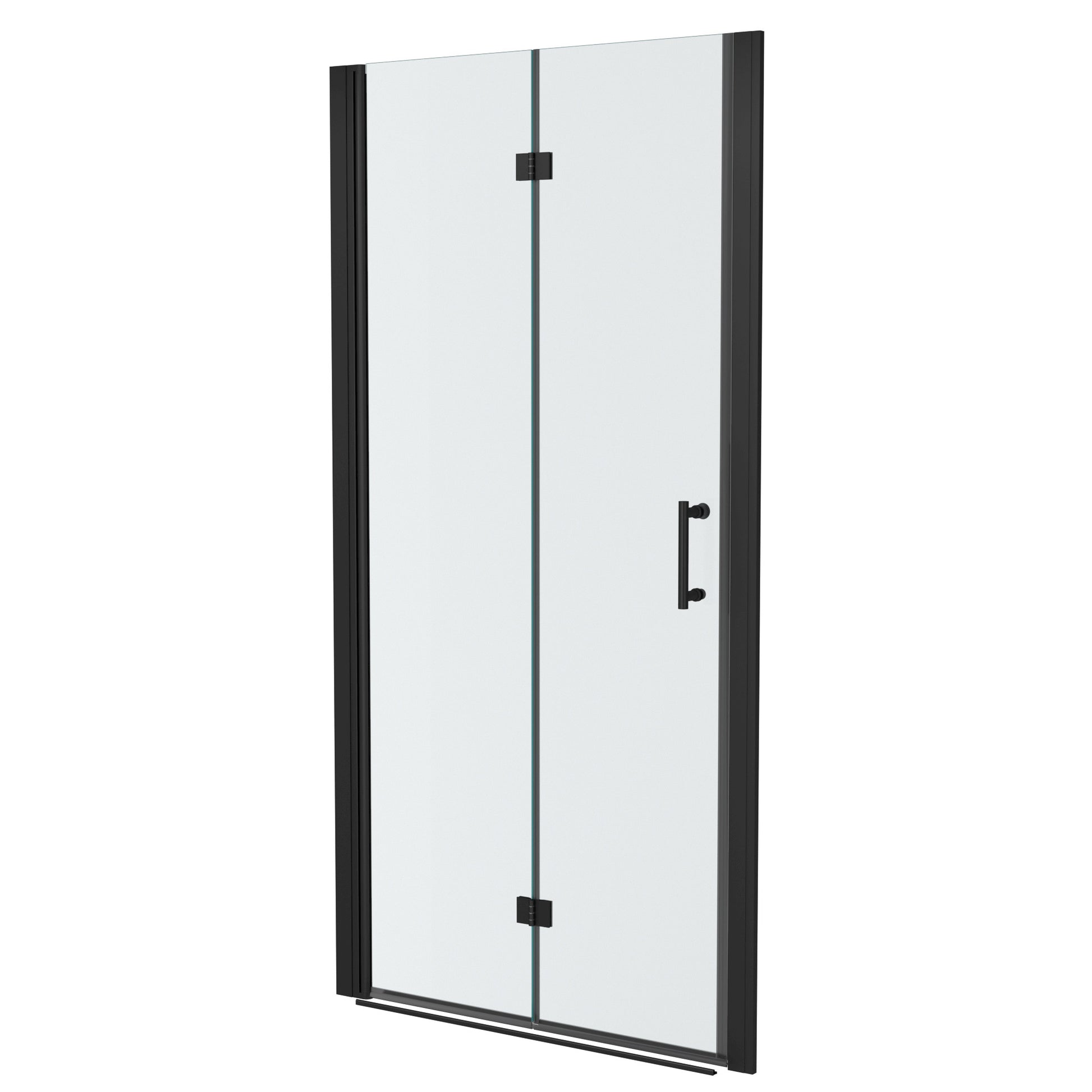 36"W X 72"H Fold Frameless Shower Door With Tempered Glass, Matte Black Matte Black Glass