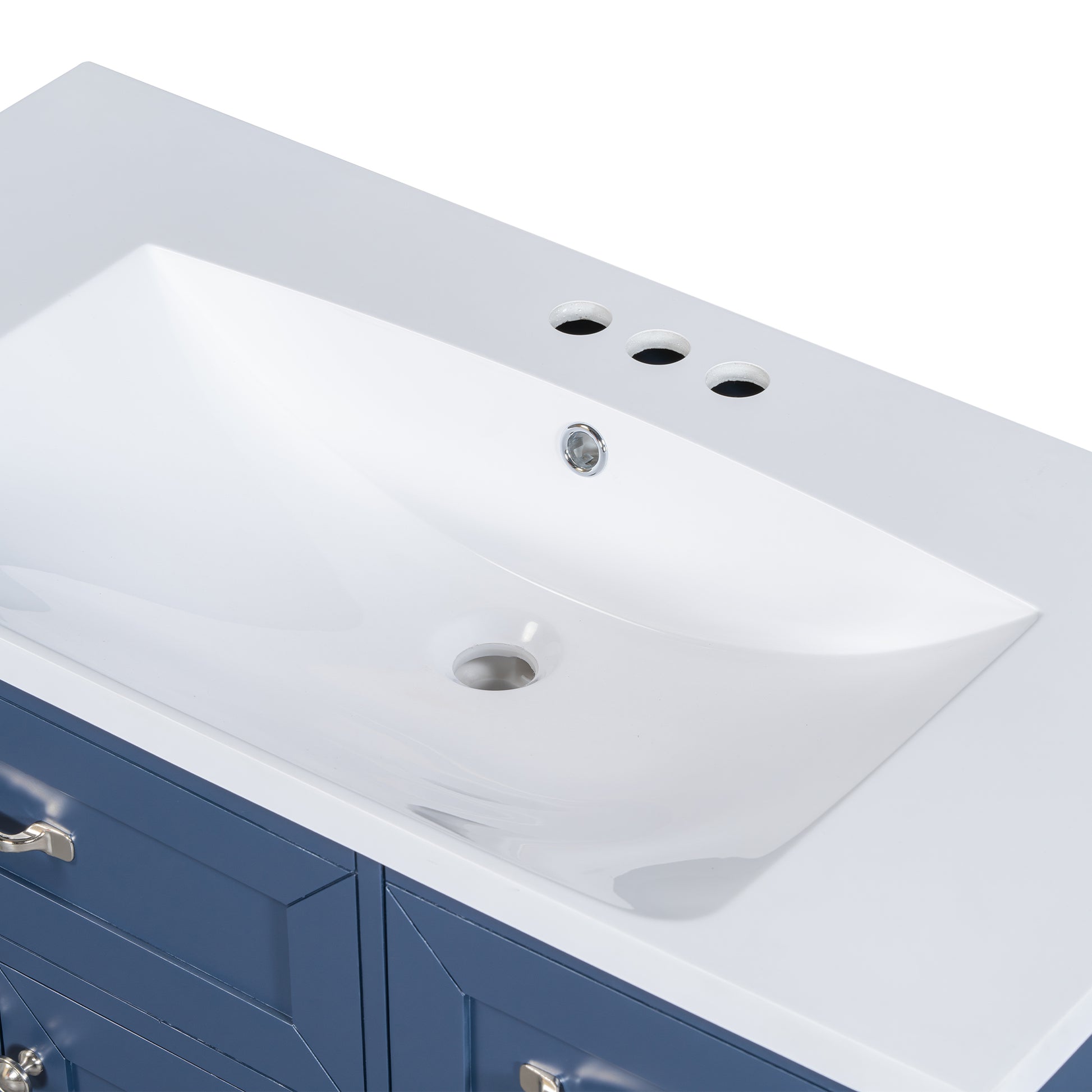 36" Bathroom Vanity With Sink Combo, Blue Bathroom Cabinet With Drawers, Solid Frame And Mdf Board Blue Solid Wood Mdf