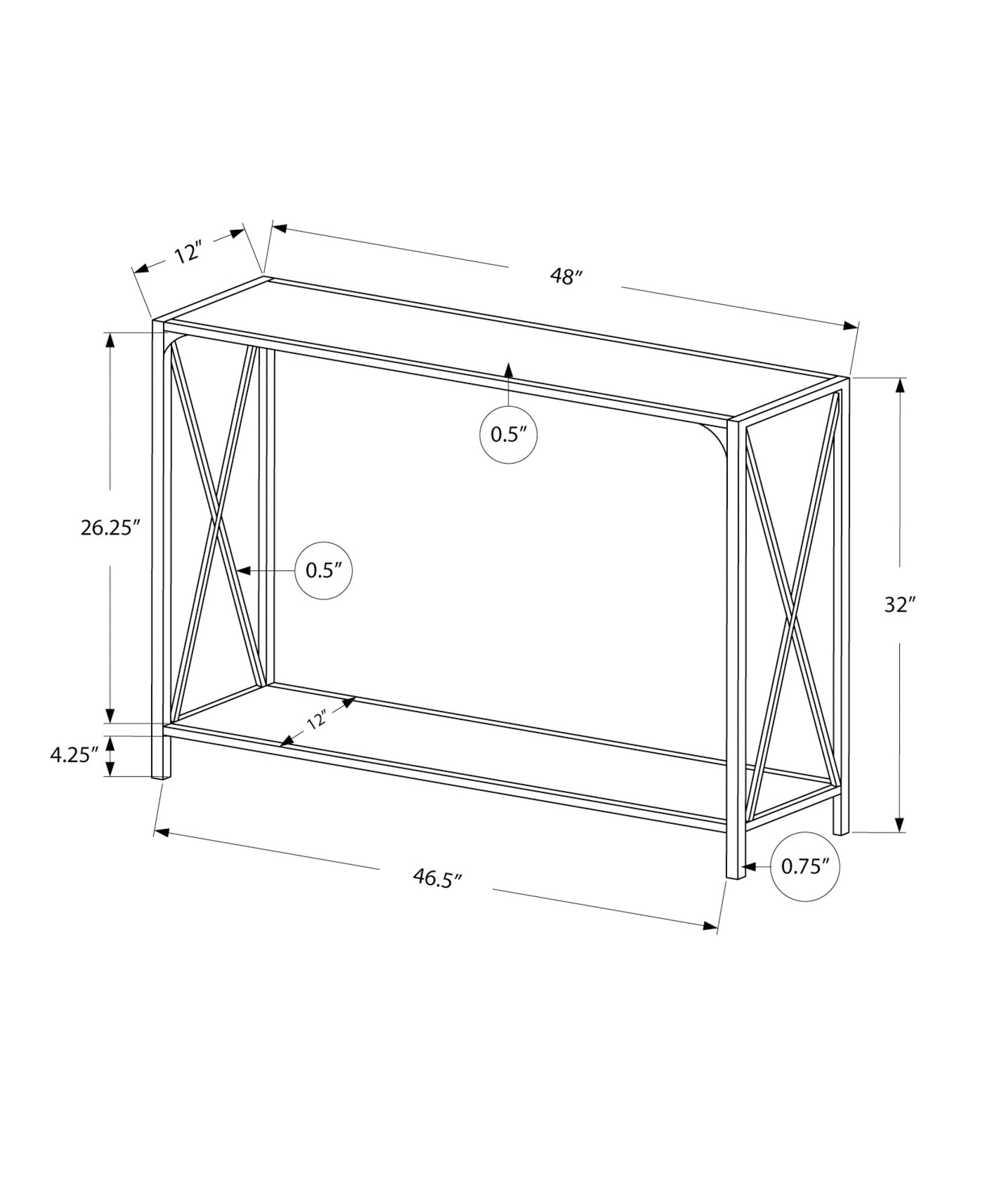 Accent Table, Console, Entryway, Narrow, Sofa, Living Room, Bedroom, White Laminate, White Metal, Contemporary, Modern White Mdf