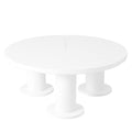 39.4'' Easy Assembly Round Petal Shaped Coffee Table, Cream Style Center Table With 3 Thick Legs, Minimalist Irregular End Table With Sleek Round Edges For Living Room, White White Mdf