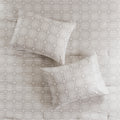 6 Piece Embroidered Cotton Reversible Comforter Set Ivory King Cal King King Ivory Polyester