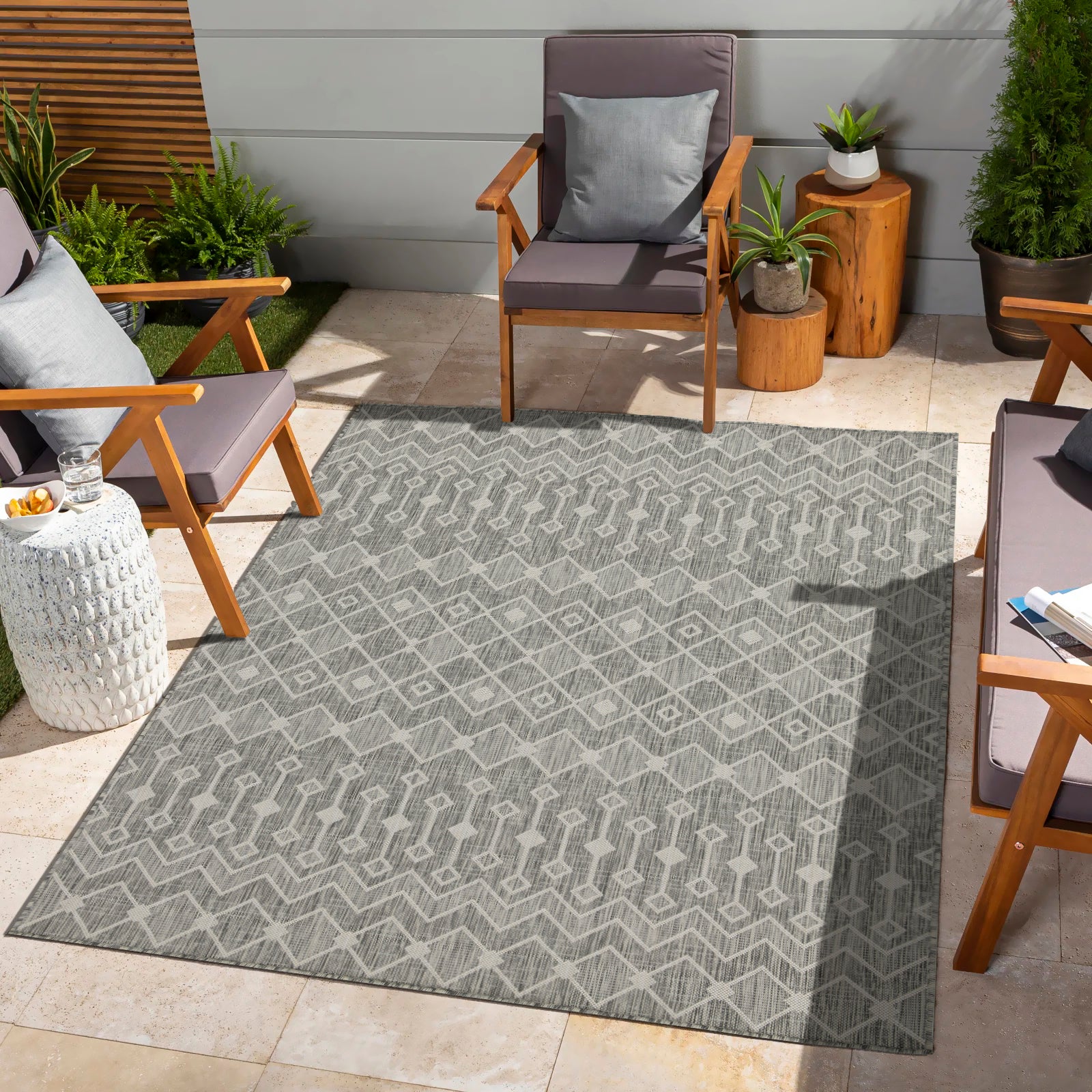 Sunshine Gc Har2021 Silver 2 Ft. 7 In. X 7 Ft. 3 In. Indoor Outdoor Area Rug Silver Polyester Polypropylene