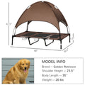 Pawhut Elevated Dog Bed With Removable Canopy, Outdoor Dog Cot With Uv Protection Canopy Shade, 48 Inch Large Pet Bed For Camping, Coffee Coffee Metal