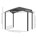 Outsunny 10' X 10' Soft Top Patio Gazebo Outdoor Canopy With Unique Geometric Design Roof, All Weather Steel Frame, Gray Black Grey Polyester