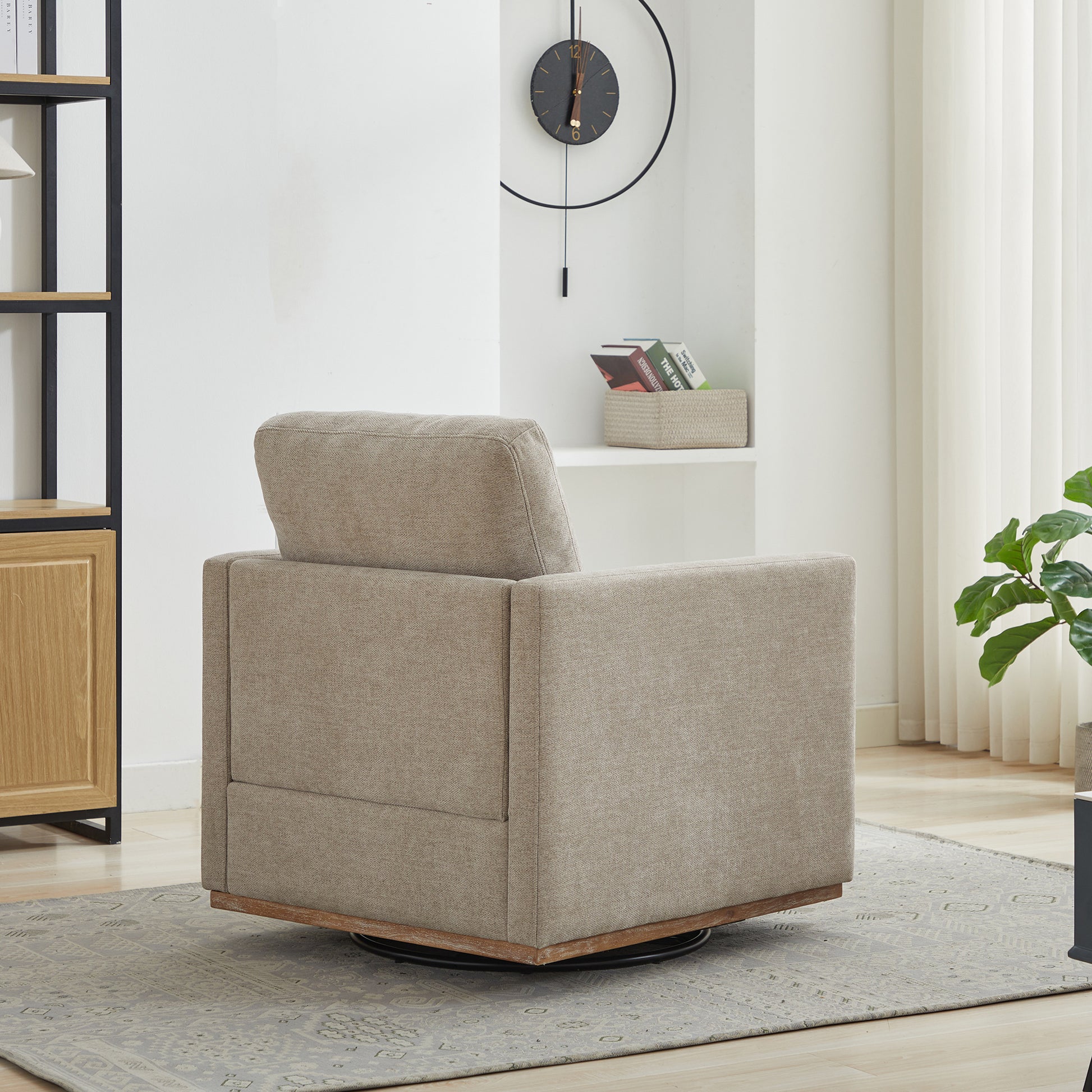 30.7"W Square Upholstered Swivel Accent Chair And Comfy Accent Single Sofa Chair, 360 Degree Club Chair, Lounge Armchair For Living Room Bedroom Apartment Nursery.Taupe Taupe Chenille