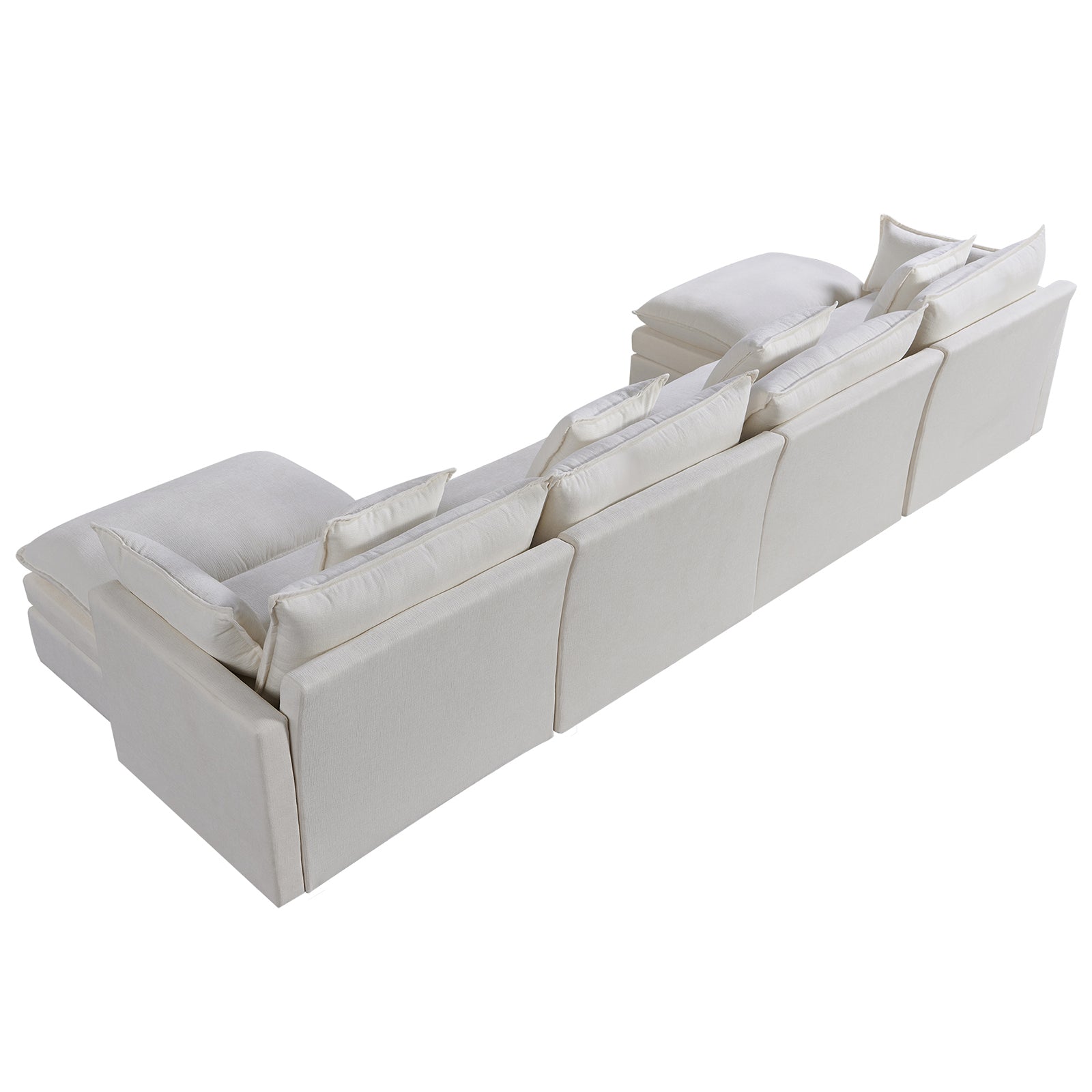 142.52"Modern Chenille U Shaped Sectional Sofa With Convertible Chaise, Comfy Cloud Couch Deep Sectional Sofa With Ottomans For Living Room White Wood Foam Chenille 4 Seat