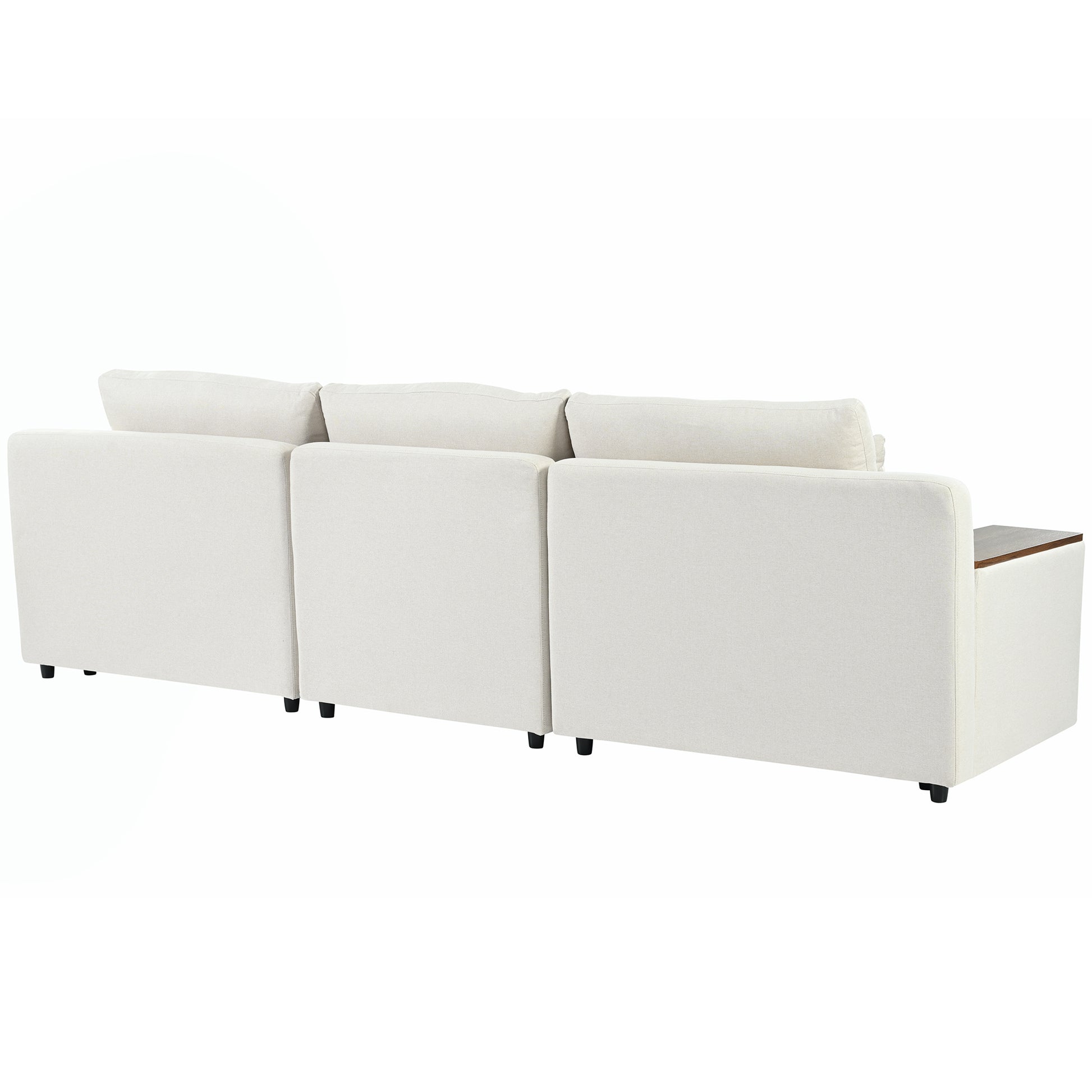 L Shaped Modular Sectional Sofa With Removable Back Cushions,3 Pillows And 2 Storage Spaces,Suitable For Living Rooms,Offices And Apartments Beige Polyester 3 Seat
