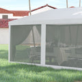 Outsunny 10' X 28' Party Tent Canopy, Outdoor Event Shelter Gazebo With 8 Removable Mesh Sidewalls, Zipper Doors, Steel Frame, White White Metal