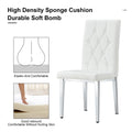 2 Piece Dining Chair Set, Modern Style Kitchen Soft Cushion High Backrest, With Embedded Buttons, Metal Leg Office Chair, Suitable For Restaurants, Offices, And Restaurants. White Pu