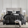 7 Piece Tufted Comforter Set Black Queen Queen Black Polyester