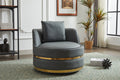 Swivel Chair, 360 Swivel Accent Chair, Barrel Chair For Living Room Bedroom Dark Grey Faux Leather