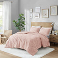 Embroidered Medallion Faux Fur Ultra Plush Comforter Mini Set Twin Blush Polyester