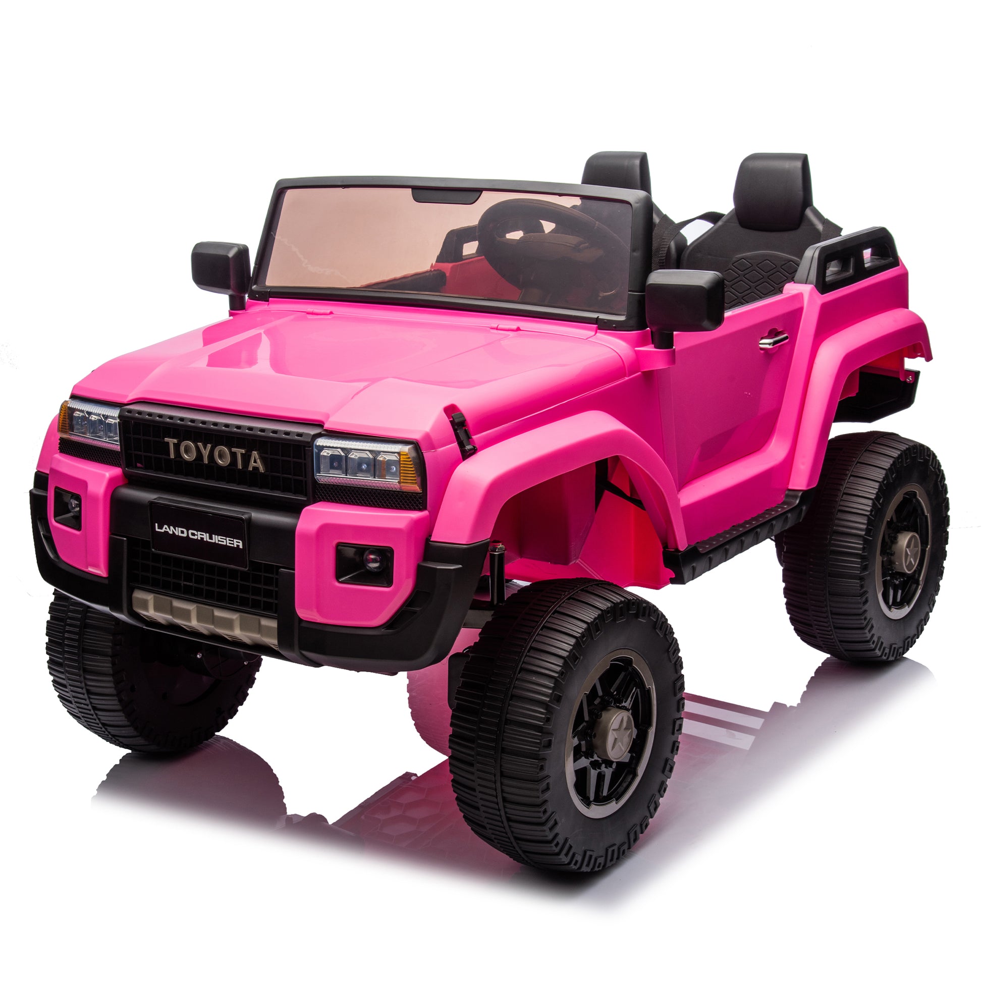 24V Two Seater Kids Ride On Car W Parents Remote Control, Licensed Toyota Lc250,220W Motors,With Shovel,Three Point Seat Belt,Slow Start,Speed Adjustment,Bluetooth,Music For Kids Aged 3 . Pink 100 149 Lbs Polypropylene