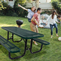 6 Ft. Rectangular Outdoor Steel Picnic Table With Umbrella Pole In Green Green Carbon Steel