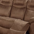 Betty 86 Inch Manual Reclining Sofa, Pull Tab Footrest Mechanism, Brown Brown Faux Leather