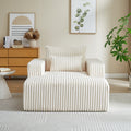 62.5 Inch Corduroy Sponge Sofa Lounge Chair,No Assembly Required,Fluffy Modern Sleeper Chair For Indoor Living Room Bedroom Beige Foam Corduroy 1 Seat