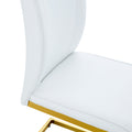 Luxury Simple Arch Chair Set Of 4 White Pu Material High Resilience Dining Chair With Arched Metal Gold Leg. White Gold Metal,Pu