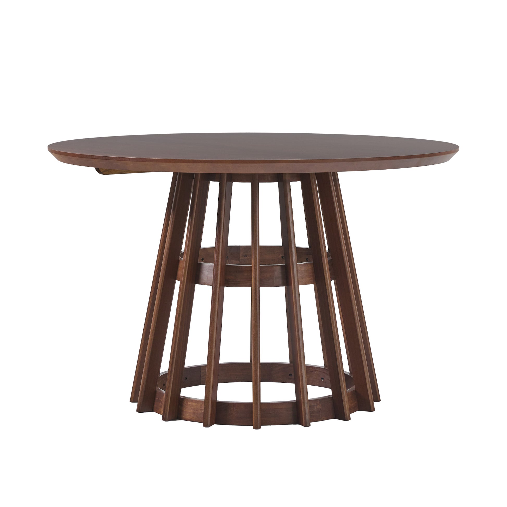 Modern 48" Round Solid Wood Dining Table With Pedestal Base, Brown Brown Pine Mdf