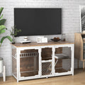 Wooden Cat House, Cat Villa, Cat Cages Indoor, Tv Stand With Cat House White Vintage American Design Cat Particle Board