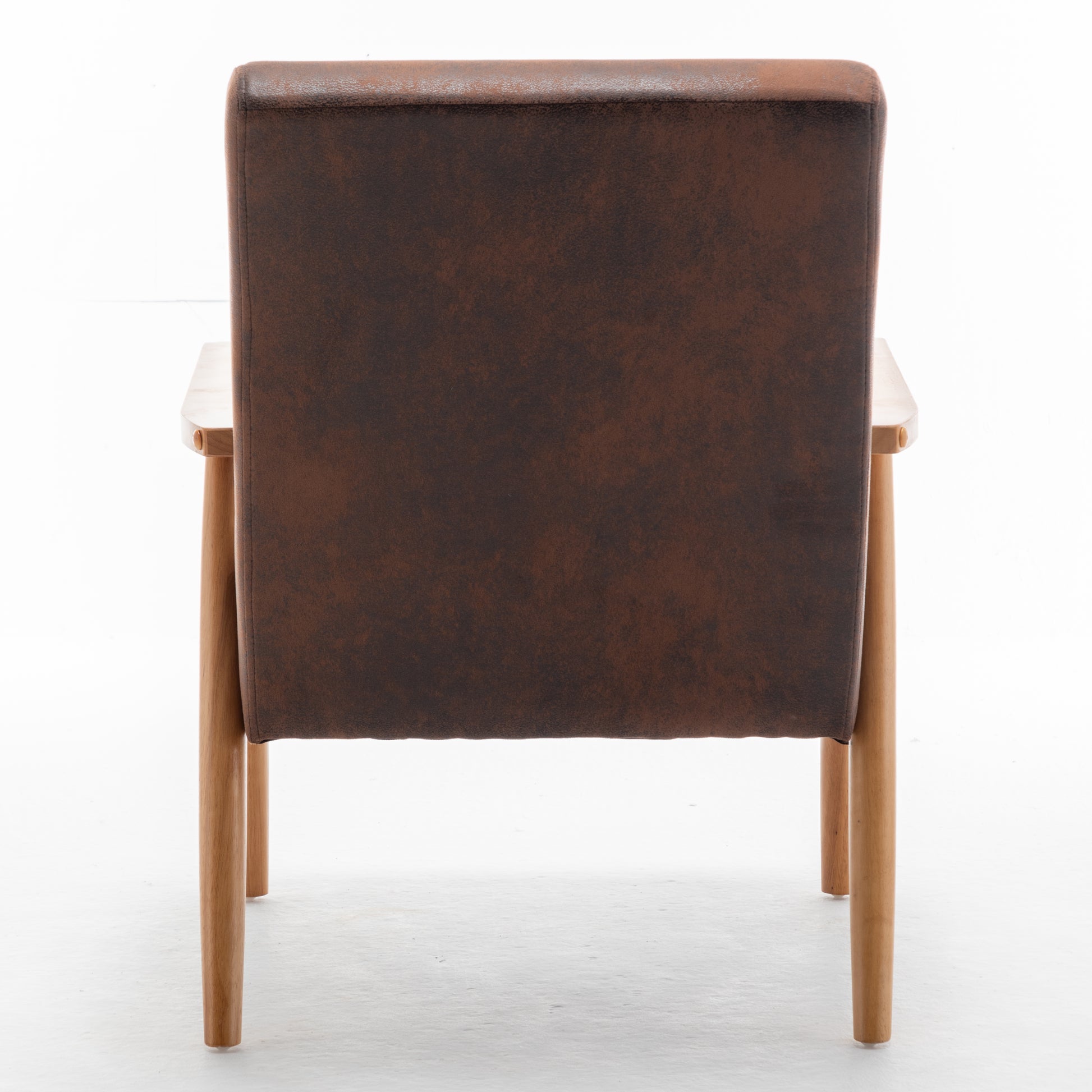 25.38'' Wide Classic Mid Century Modern Arm Chair, Brown Brown Microfiber