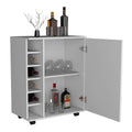 Wick Bar Cart With Integrated Wine Storage, Spacious Cabinet And Smooth Rollers White Dining Room Modern Particle Board Engineered Wood