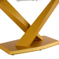 Table And Chair Set, The Table Is Equipped With A Marble Patterned Mdf Tabletop And Gold Table Legs.The Chair Is Equipped With Pu Synthetic Leather High Back Cushion And Gold Coated Metal Legs. Grey Gold Seats 4 Mdf Metal
