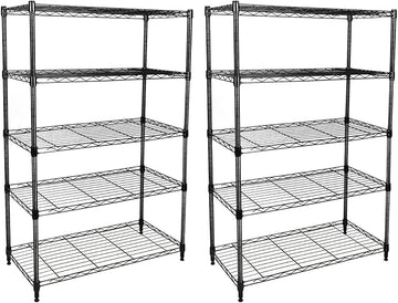 Heavy Duty 5 Shelf Shelving Unit 1250Lb Capacity, 29.92" D X 13.98" W X 62.99" H, 5 Tier, Black Black Iron