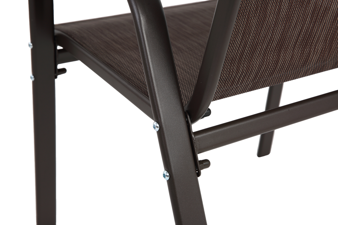 2 Piece Patio Chairs, Outdoor Camping Chairs Withtextilene Fabric, Set Of 2 Garden Chairs With Armrest High Backrest For Garden Patio Pool Beach Yard Space Saving Brown Brown Steel