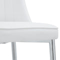 2 Modern Dining Chairs, Smooth Pu Leather Backrest And Silver Toned Metal Legs For A Comfortable Home Experience For Kitchens, Bedrooms And Offices. White Pu