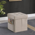 Ottoman Beige Beige Linen Or Linen Blend Primary Living Space American Traditional Eucalyptus Square Internal Storage Foam Linen