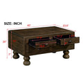 Rectangle Living Room Coffee Table Set, 3 Piece Solid Wood Living Room Table Set, 1 Coffee Table And 2 End Table, Wood Center Table Tea Table Set With Rivet Decoration Legs.Easy Assembly, Espresso Espresso Pine