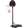 Soozier Portable Basketball Hoop Stand, 5.1 6.9Ft Height Adjustable Basketball System With 29'' Backboard And Wheels For Indoor And Outdoor Use, Black Black Steel