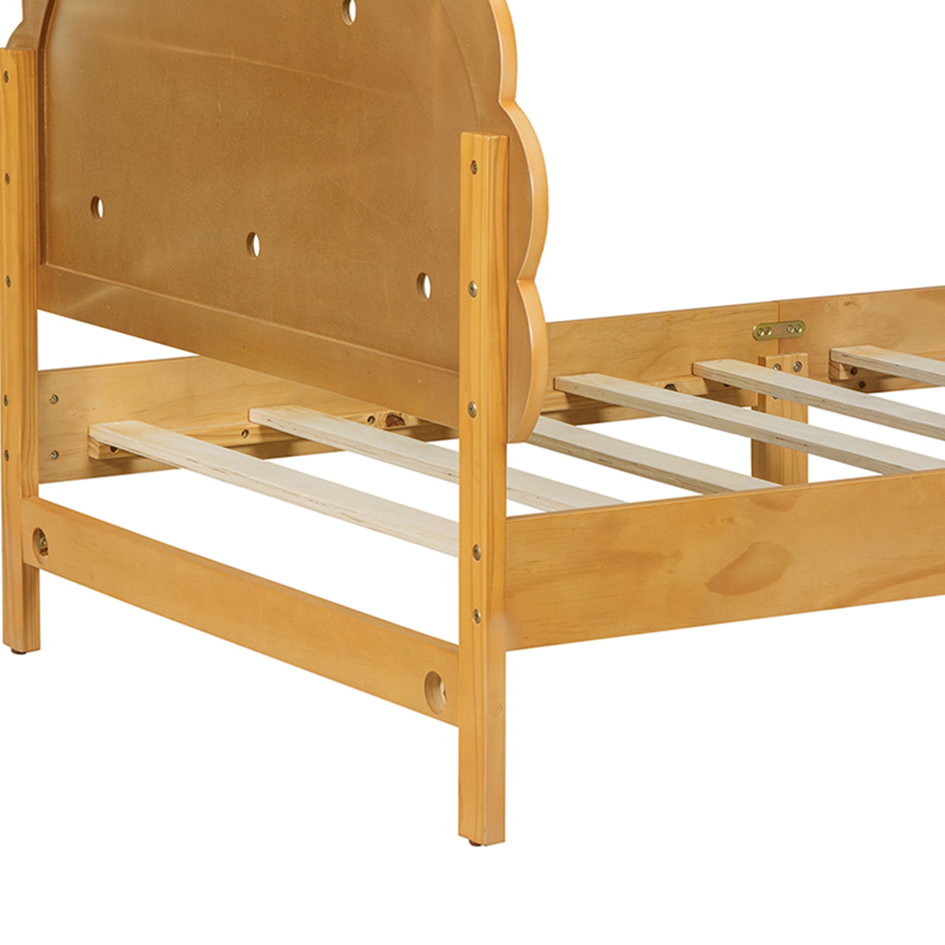 Kids Cookie Shaped Bed Frame For Boys & Girls,Twin Size Platform Bed, Walnut Box Spring Not Required Twin Walnut Wood Bedroom Contemporary,Cute,Modern Bed Frame Wood