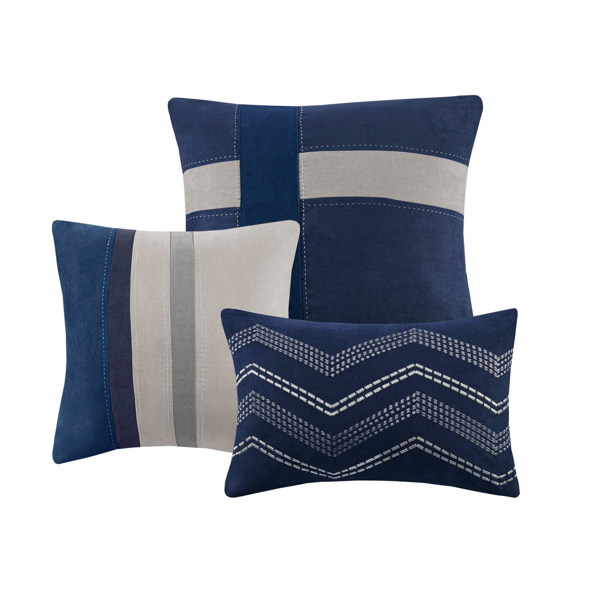 7 Piece Faux Suede Comforter Set Blue King King Blue Polyester