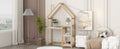 House Shaped Wooden Writing Desk,Kids Study Table,Bookshelf & Toy Storage,Natural Twin Natural American Design Pine