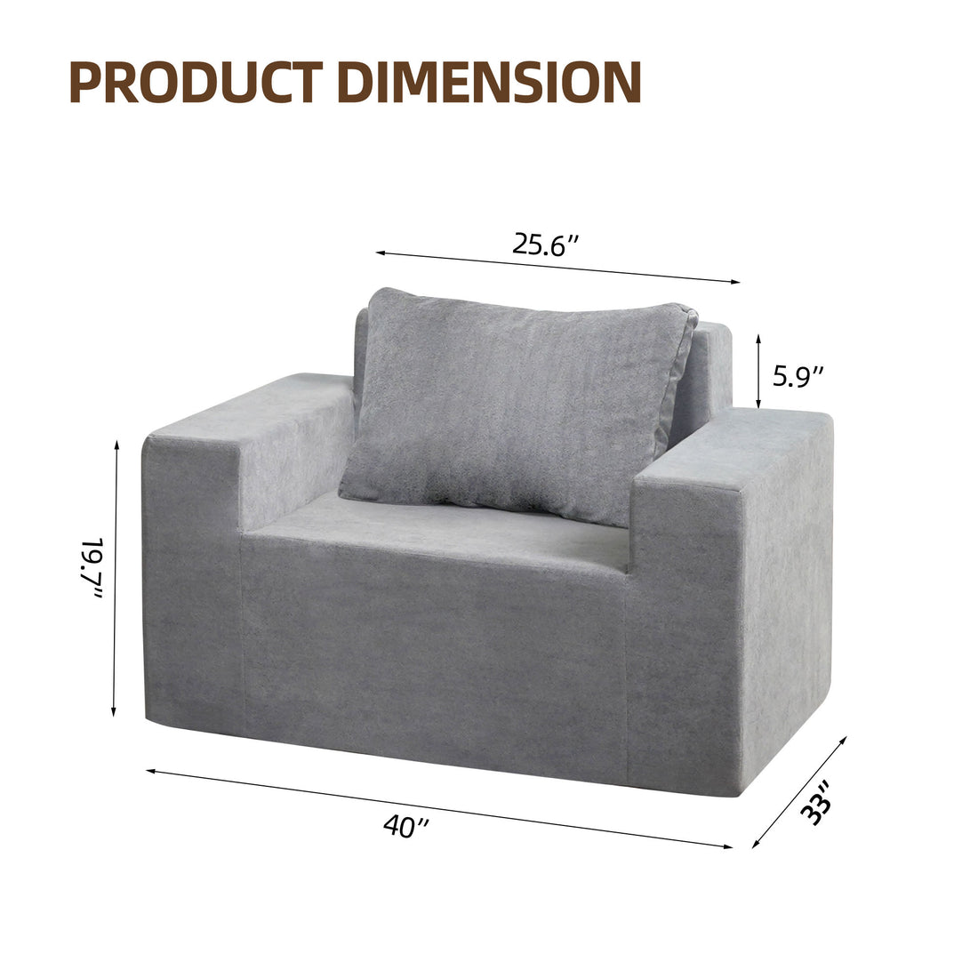 Sofa In A Box Foam Sofa Couch With Pillow, Bean Bag Chairs For Adults Stuffed High Density Foam, Large Bean Bag Sofa For Living Room Bedroom Gaming Room Plain Grey Primary Living Space Medium Soft Medium Duty American Design,European Square Arms Foam