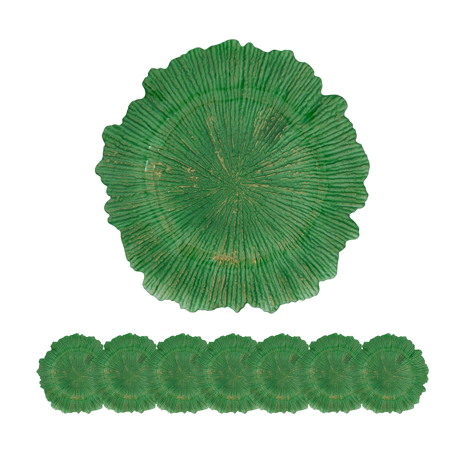 8 Pack Reef Plastic Charger Plate, D13" Green Plastic