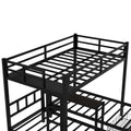 Full Xl Over Twin & Twin Triple Bunk Bed With Drawers, Multi Functional Metal Frame Bed With Desks And Shelves In The Middle, Black Full Xl Black Metal