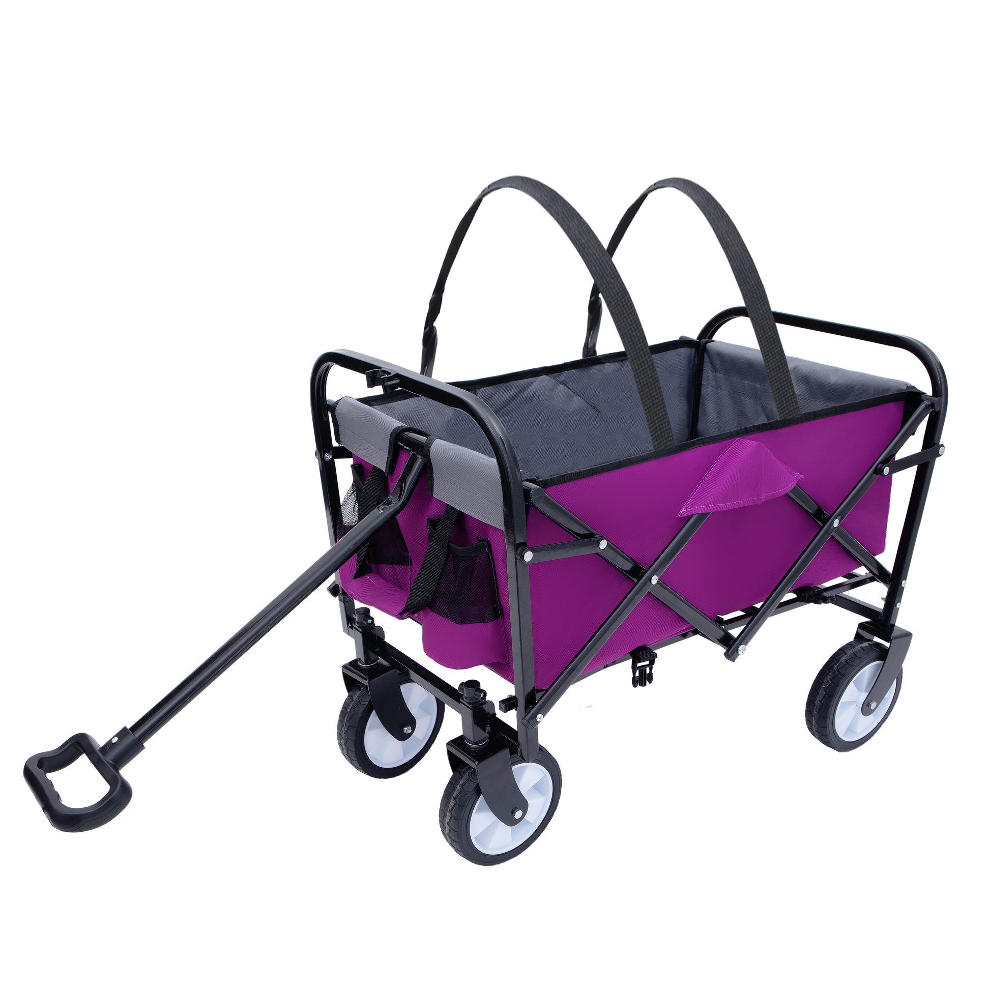 Minimeetall Strapcollapsible Foldable Wagon Cart With Strapping System Beach Wagonutility Cartutility Wagon Grocery Cart For Camping Shopping Sports Gardeing Fishing Supports 225Lbs Purple Purple
