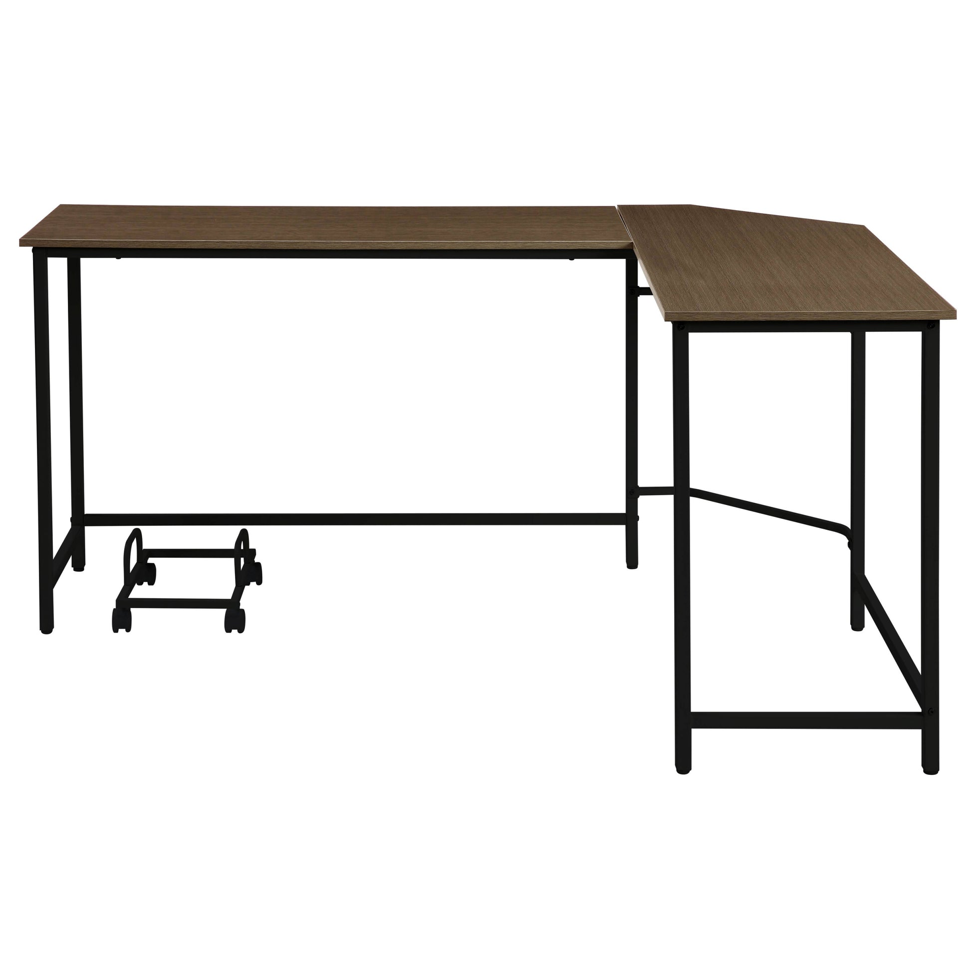 Oak And Black L Shape Computer Desk Black Brown Casters Or Wheels Computer Desk Modern L Shape Wood Metal