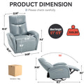 Blue Genuine Leather Swivel And Rocker Power Recliner Chair With Lumbar Support, Max Swivel Degree 270 , Heavy Duty Motion Mechanism With Usb And Type C Blue Genuine Leather Power Push Button Metal Primary Living Space Medium Firm Pillow Back Heavy Duty