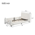 Twin Size Upholstered Platform Bed With Guardrail, White Box Spring Not Required Twin White Wood Faux Leather Upholstered