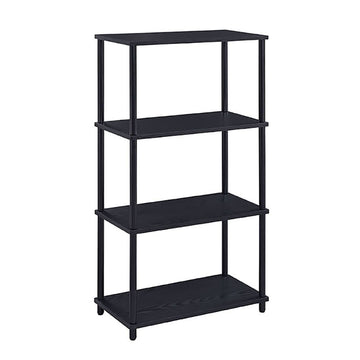 Black Bookshelf With 4 Shelf 4 Black Etagere Horizontal Primary Living Space Wood Open Back Rustic Wood Metal