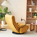 Adjustable Head And Waist, Game Chair, Lounge Chair In The Living Room, 360 Degree Rotatable Sofa Chair,Rotatable Seat Leisure Chair Deck Chair Yellow Metal Soft Cotton Metal
