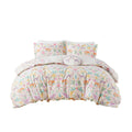 Floral Reversible Cotton Duvet Cover Set With Throw Pillow Queen Multicolor Cotton