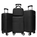 Luggage 4 Piece Set With Spinner Wheels, Hardshell Lightweight Suitcase With Tsa Lock,Checked Luggage,Black 12 20 24 28In Black Abs