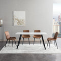 Dining Table With Sintered Stone Table Top And Metal Legs, Modern Kitchen Table For Living Room, Dining Room,Home And Office, White Table Matte White Seats 4 Dining Room Kitchen & Dining Tables Rectangular Carbon Steel Sintered Stone