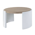 Oak And White High Gloss 1 Drawer Coffee Table Oak Primary Living Space Round Mdf Sled