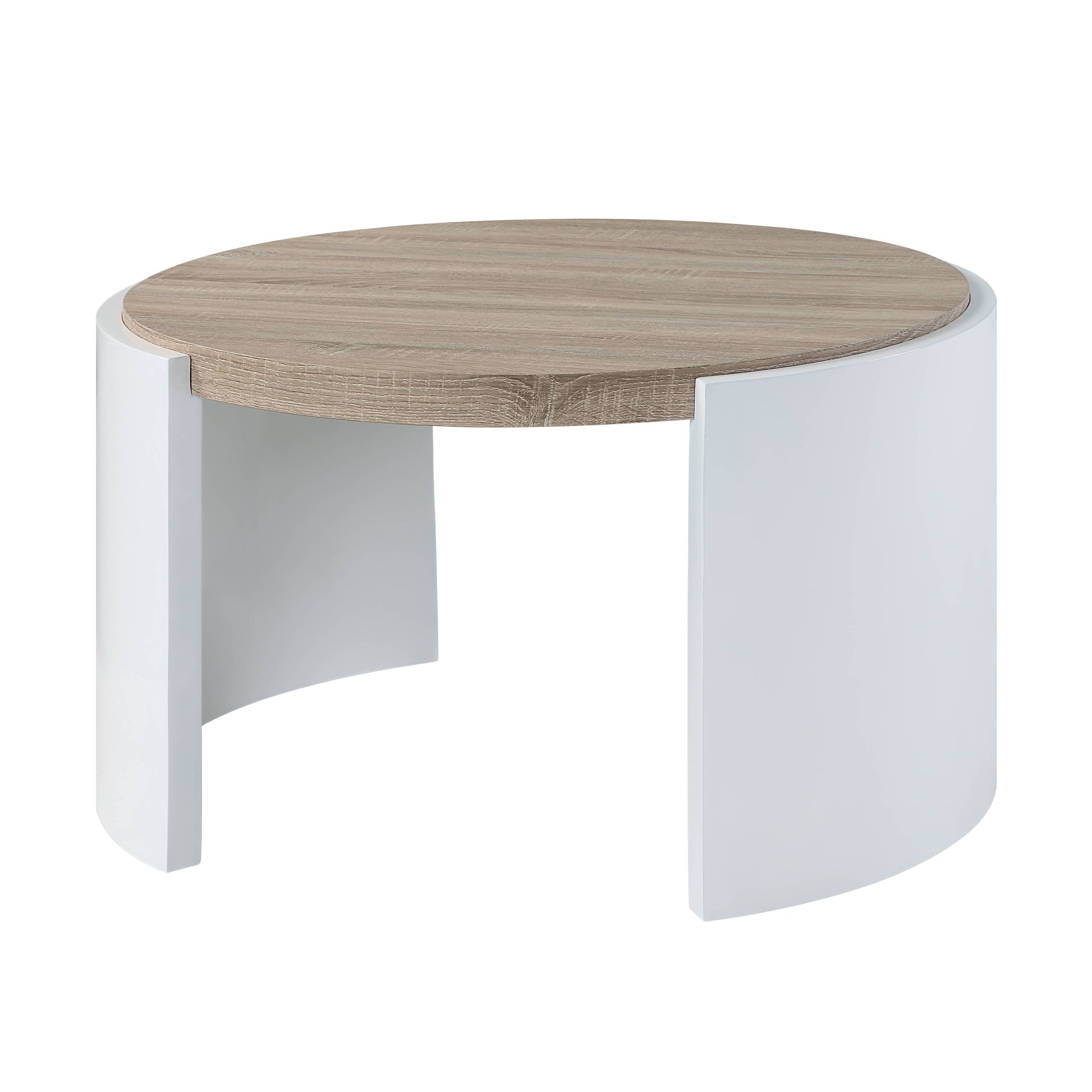 Oak And White High Gloss 1 Drawer Coffee Table Oak Primary Living Space Round Mdf Sled