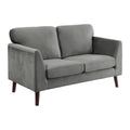 Modern Contemporary Living Room 1Pc Loveseat Gray Velvet Upholstery Dark Brown Legs Solid Wood Furniture Gray Velvet Wood Primary Living Space Modern Solid Wood